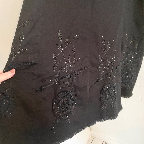 Vintage Y2K Midi Skirt Simon Chang Denim Floral Fairy Boho Dark Romantic 14 - Picture 9 of 12